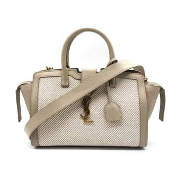 SAINT LAURENT Handbag Crossbody Shoulder Bag Downtown Baby Canvas/Leather Beige Women's 635346