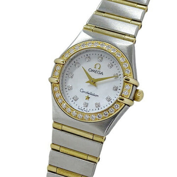 OMEGA Constellation 1267.75 Women's Watch 12P Bezel Diamond Shell Quartz Stainless Steel SS Gold YG Full Bar Combination Polished