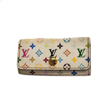 LOUIS VUITTONAuth  Monogram Multicolore Multicle 4 M93730 Key Case Blanc,Raisin