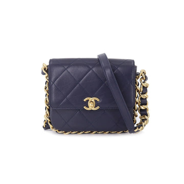 Chanel matelasse small shoulder bag leather navy gold metal fittings AS2831 Matelasse Small Bag