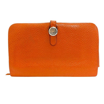 HERMES Dogon GM long wallet orange ladies