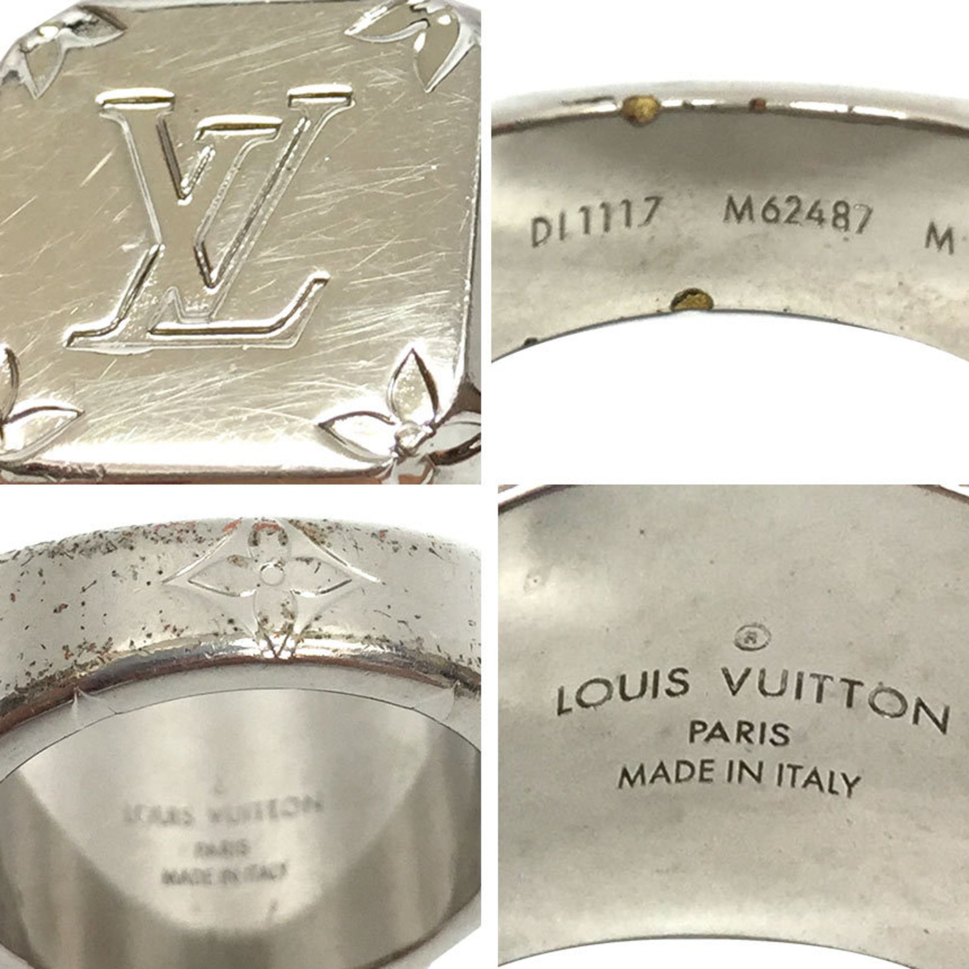 LOUIS VUITTON Monogram Signet Ring M Silver 1178109