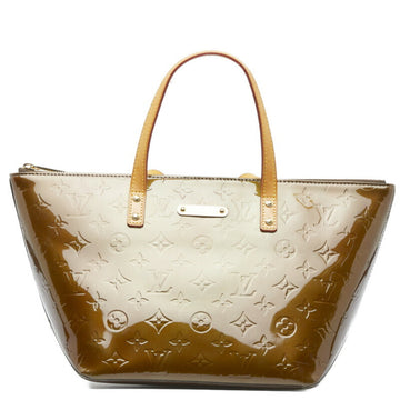 LOUIS VUITTON Monogram Vernis Bellevue PM Handbag M93672 Veil Bronze Khaki Patent Leather Ladies