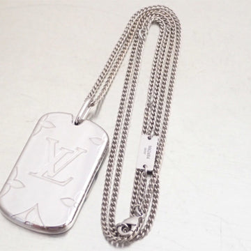 LOUIS VUITTON necklace monogram locket metal silver unisex M62484