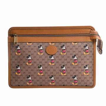 GUCCI Micro GG Supreme Clutch Bag Disney Collaboration Mickey Mouse Beige Brown PVC