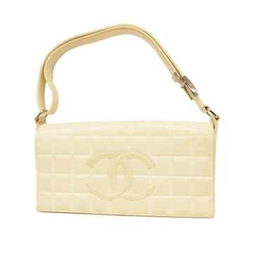 CHANEL shoulder bag chocolate bar lambskin ivory gold hardware ladies