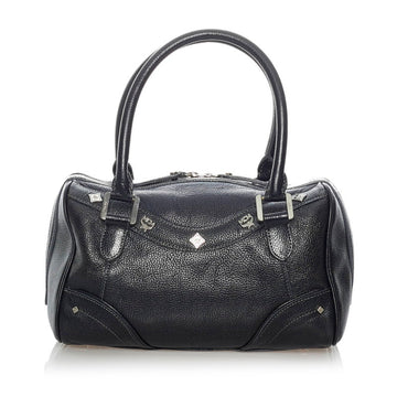 MCM Studs Mini Boston Black Leather Ladies