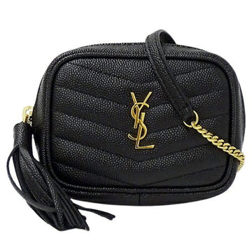 SAINT LAURENT Bag Women's Shoulder Pouch Chain Leather Black 635088 Micro