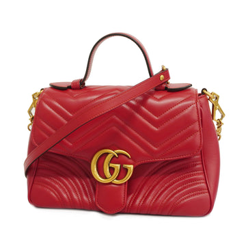 GUCCIAuth  GG Marmont 2WAY Bag 498110 Women's Leather Red Color