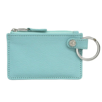 TIFFANY leather card case coin blue