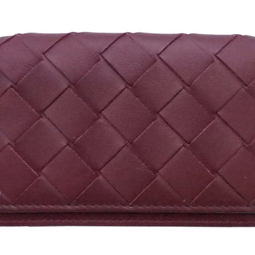 BOTTEGA VENETA card case intrecciato burgundy leather holder