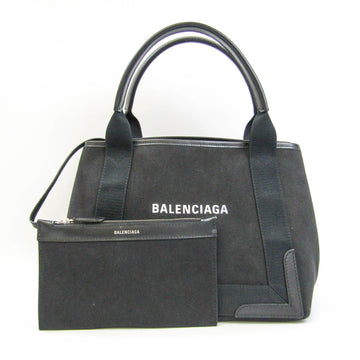 Balenciaga Navy Cabas S 339933 Women,Men Canvas,Leather Handbag,Tote Bag Black