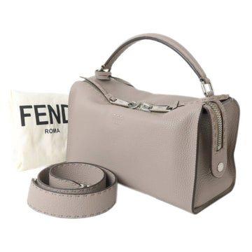 FENDI Celeria Ray Handbag Shoulder Bag Beige Leather