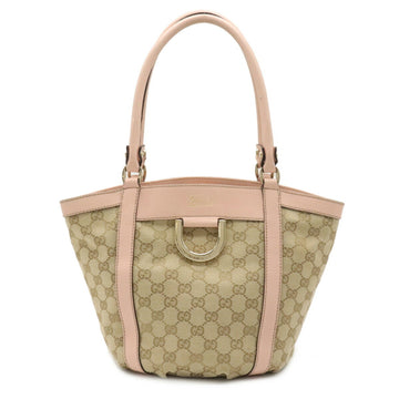 Gucci GG Canvas Abbey Tote Bag Shoulder Mini Handbag Leather Beige Baby Pink 211983