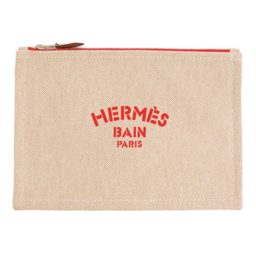 HERMES Yachting Pouch Cotton Canvas Women's