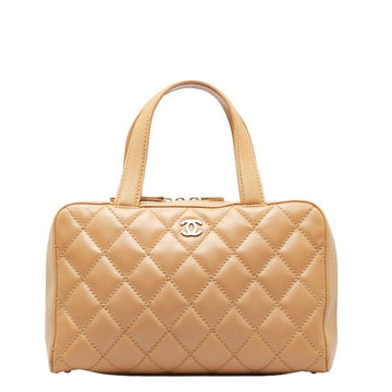 CHANEL Wild Stitch Handbag Beige Leather Women's