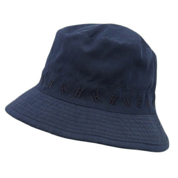 HERMES Polyester Nylon H Embroidery Bucket Hat #57 Navy Ladies