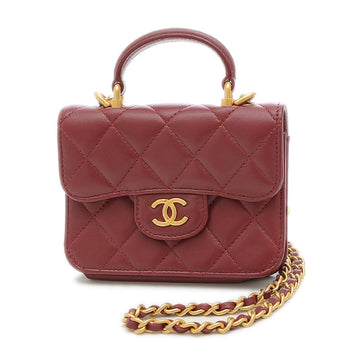 Chanel Matelasse Flap Coin Purse Chain Pouch Lambskin Bordeaux AP2200