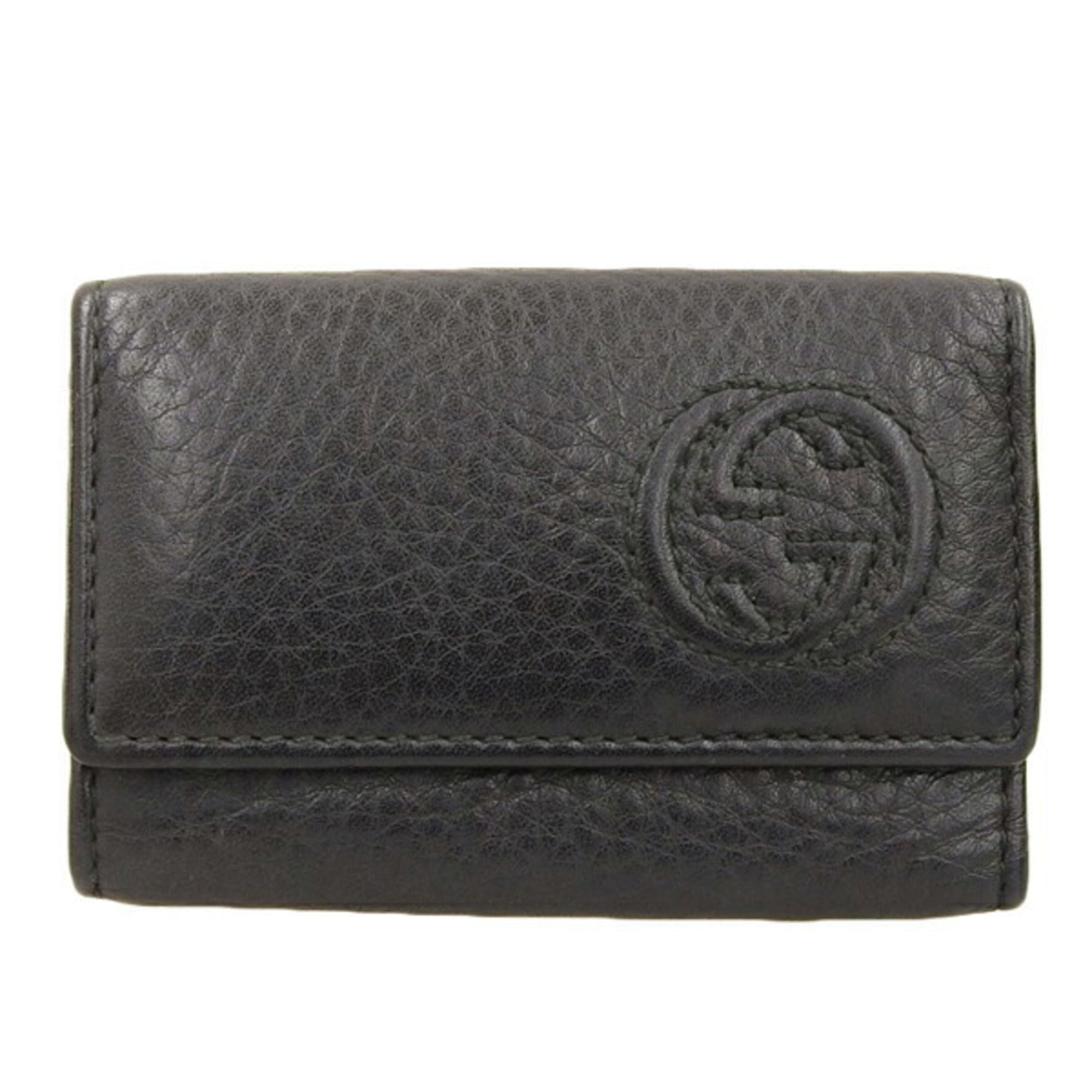 GUCCI Soho Interlocking G 6-series Key Case 322117 Black Ladies