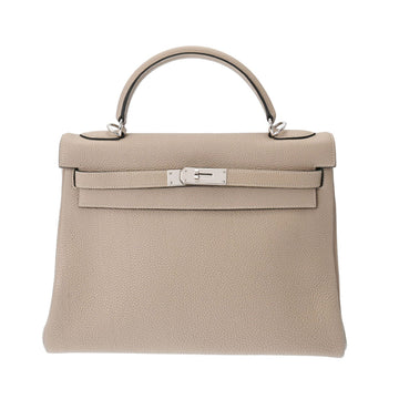 HERMES Kelly 32 Tourtiere Gray Palladium hardware I engraved [around 2005] Women's Togo Bag