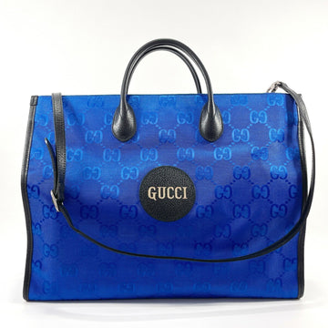 GUCCI Off the Grit Tote Bag Nylon Leather GG  630353 Men's Blue