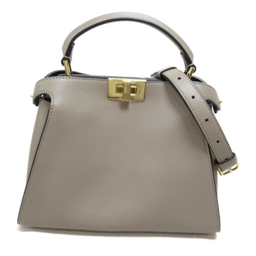 FENDI Peekaboo Iconic Essential 2wayShoulder Bag Gray Gurege leather 8BN302