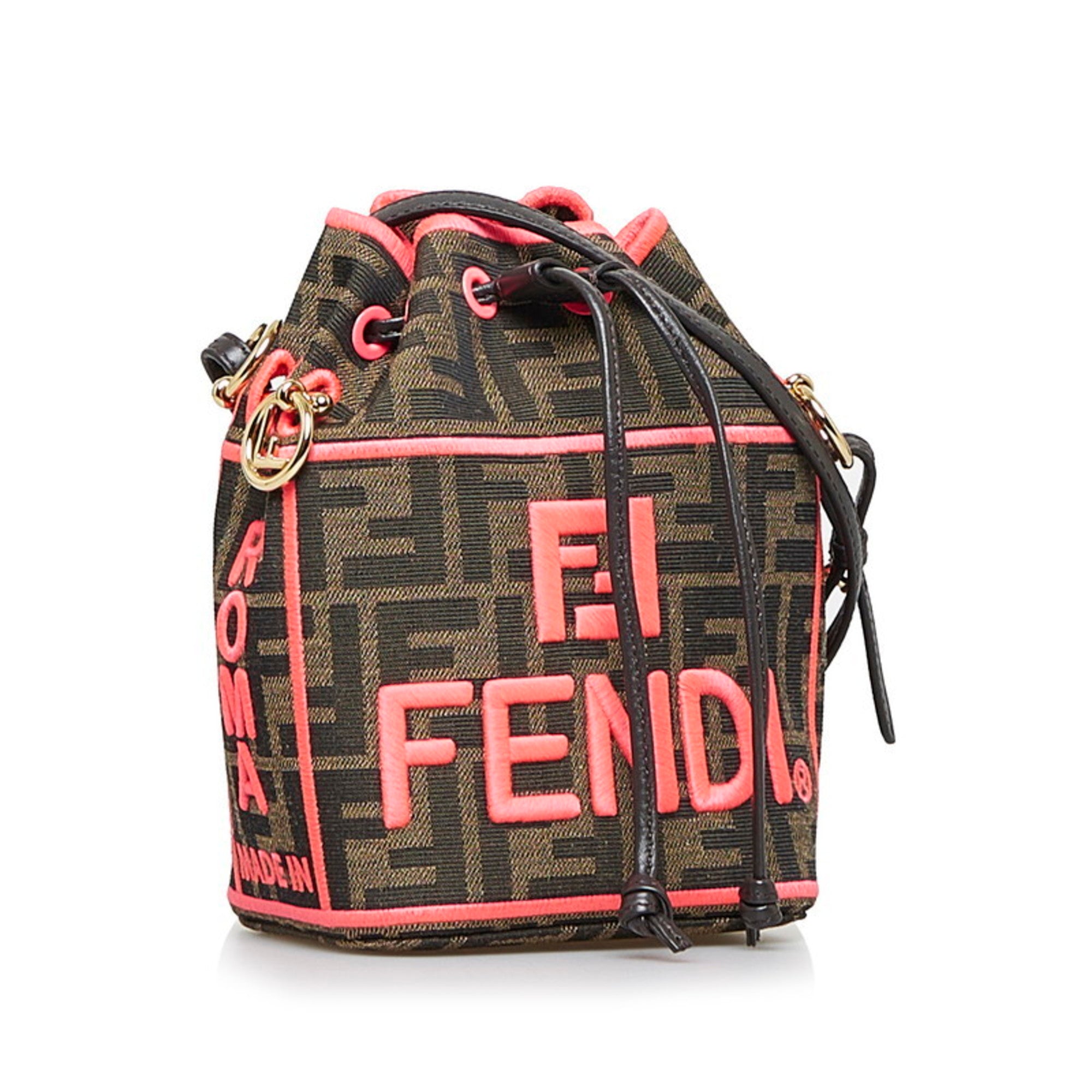 FENDI Zucca Montresor shoulder bag handbag 8BS010 brown pink canvas le