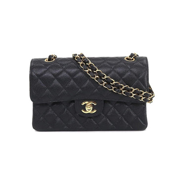 CHANEL Matelasse 23 Chain Shoulder Bag Caviar Skin Leather Black A01113 Vintage Gold Hardware