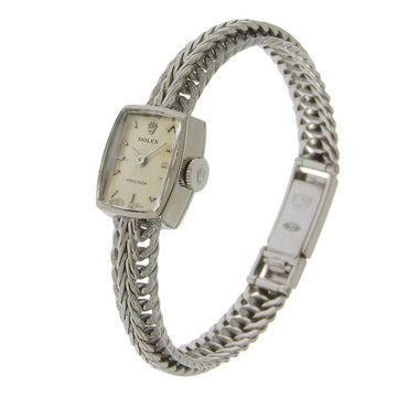 ROLEX Precision cal.1800 K18 White Gold Manual Winding Women's Silver Dial Watch