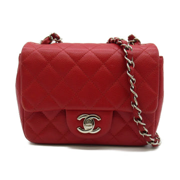 CHANEL Mini Matelasse ChainShoulder Bag Red Caviar Skin [Grained Calf]