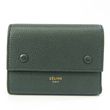 Celine Small Folded 104903 Women's Leather Wallet (tri-fold) Dark Green