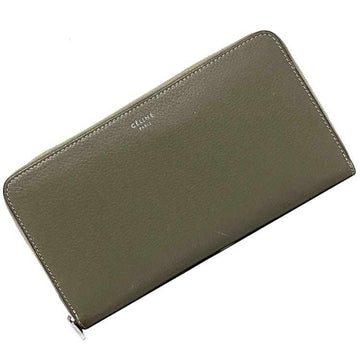CELINE long wallet gray beige graige slip multifunction leather  large ladies card 1