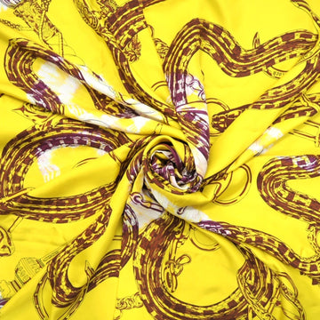 HERMES/ Carre 100 Caducee Rock Scarf Yellow Unisex