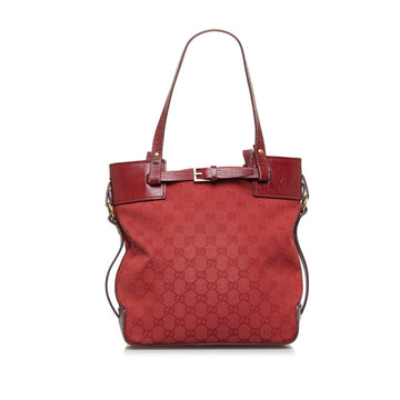 GUCCI GG Canvas Handbag Tote Bag 107757 Red Leather Ladies