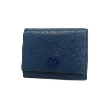 GUCCIAuth  Tri-fold Wallet GG Marmont 722732 Women's Leather Navy