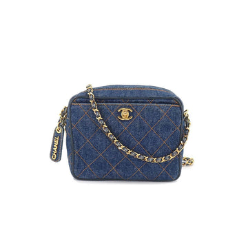 CHANEL matelasse chain shoulder bag denim blue gold metal fittings vintage Matelasse Bag