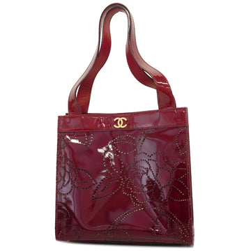 CHANELAuth  Camellia Women's Patent Leather Tote Bag Bordeaux