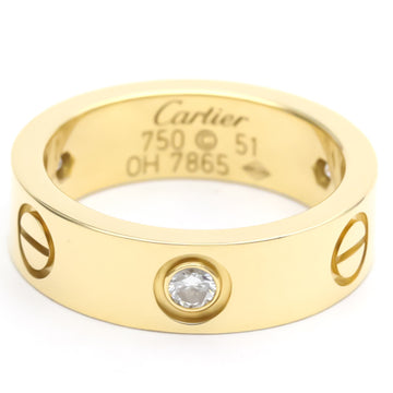 Polished CARTIER Love Ring Half Diamond #51 US 5 3/4 18K Yellow Gold BF553607