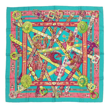 HERMES Carre 90 Scarf Muffler LE SONGE DELA LICORNE Unicorn Dream H002722S Green ULTRA VIOLET/MASTIC/VERT 2013 Collection 100% Silk