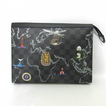 LOUIS VUITTON Bag Pochette Voyage MM Gray Multicolor Clutch Second Men's Damier Graphite N40205 LOUISVUITTON