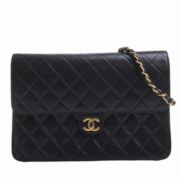 CHANEL Lambskin Matelasse Cocomark Chain Shoulder Bag - Black