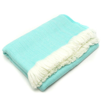 TIFFANY & CO. & Co.  Blanket Women's/Men's Stole Wool Blue/White