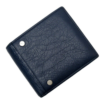 Balenciaga bi-fold wallet navy silver leather