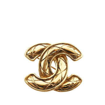 CHANEL Cocomark matelasse brooch gold plated ladies