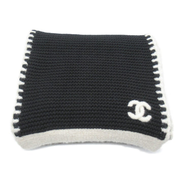 CHANEL Scarf Black White Cashmere