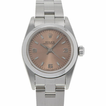 Rolex Oyster Perpetual 76080 Ladies SS Watch Automatic Winding Pink Dial