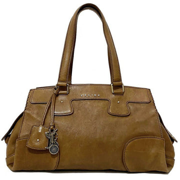 Celine Tote Bag Brown Gold Orlov Leather CELINE Handbag Horse Women's