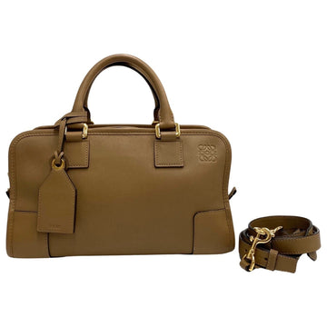 LOEWE Anagram Logo Amazona 28 Leather 2way Handbag Mini Boston Bag Shoulder Brown 59651