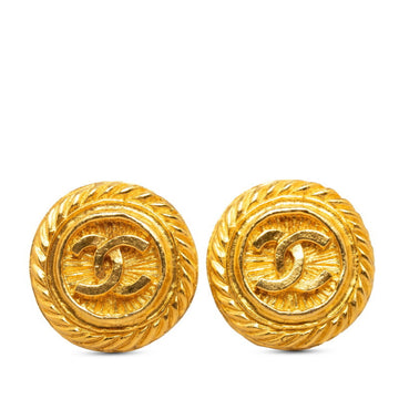 CHANEL Coco Mark Round Earrings Gold Plated Women's