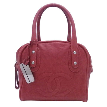 Chanel Handbag Coco Mark Dark Red Leather Bag Ladies